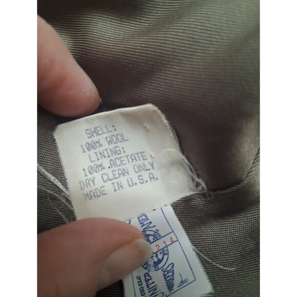 Kristen Blake 100% Wool Trench Coat Belted Sz L 12 Tan Long Winter Vtg USA Flaw - Picture 7 of 16